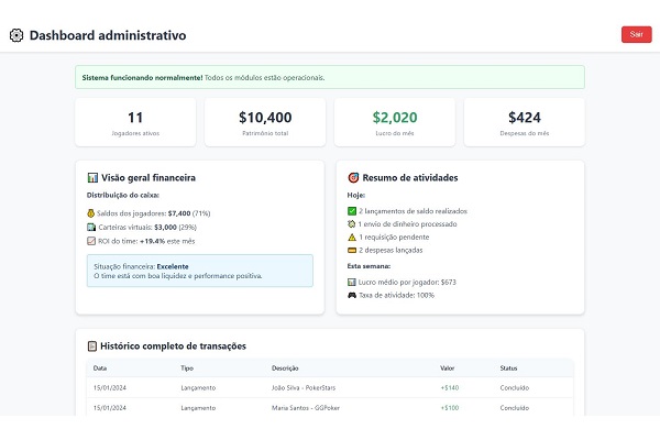 Sistema financeiro para poker